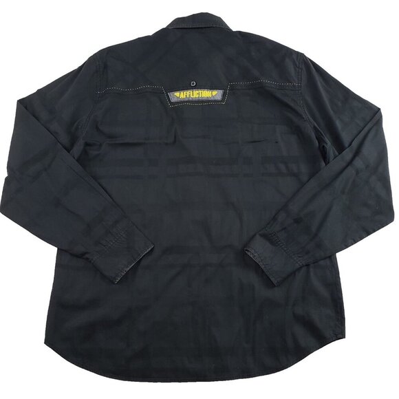 Affliction Button Front Embroidered Shirt Mens Large Black Long Sleeve Casual - Picture 7 of 15